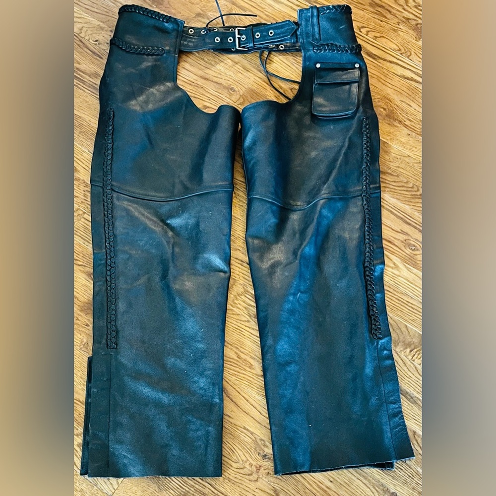 ATL Genuine Men’s Leather Chaps, Black, Size 2XL, EUC